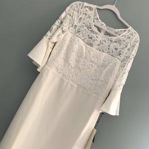 Exquisite ivory lace Adrianna Papell dress, size 14. New.